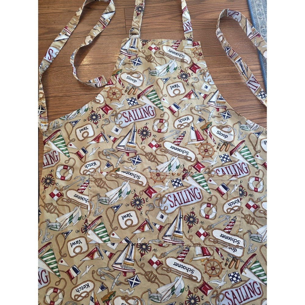 Kay Dee Full Apron Sailing Themed Boats Knots Anchors Lighthouse Nautical Cotton - Picture 10 of 13